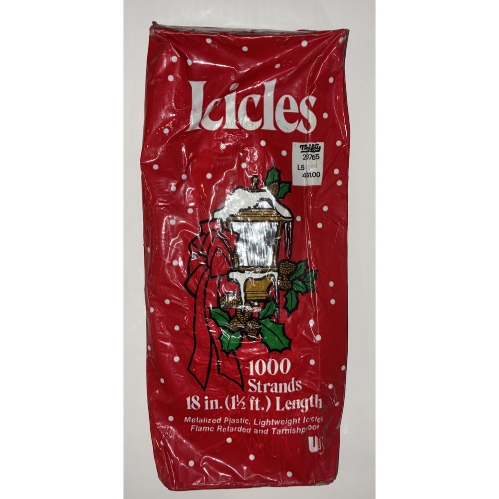 Christmas Tinsel Icicles Silver 1000 Strands Union Wadding‎ Co. Vintage